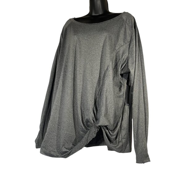 Tahari Sport Top Long Sleeve Tunic Athletic Shirt Side Knot Womens 3X TShirt - Picture 2 of 8